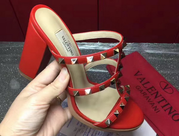 Valentino Garavani Rockstud Calfskin Sandal in Red For Sale