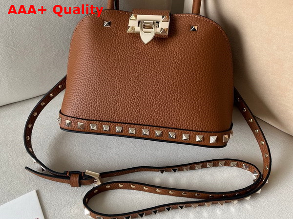 Valentino Garavani Rockstud Small Handbag in Almond Grainy Calfskin Replica