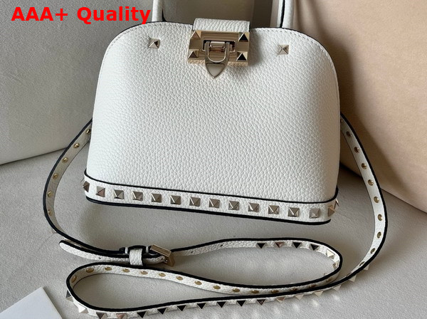 Valentino Garavani Rockstud Small Handbag in White Grainy Calfskin Replica