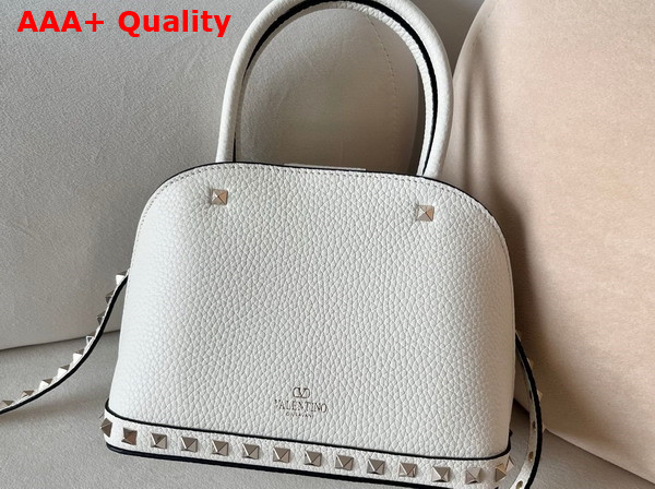 Valentino Garavani Rockstud Small Handbag in White Grainy Calfskin Replica