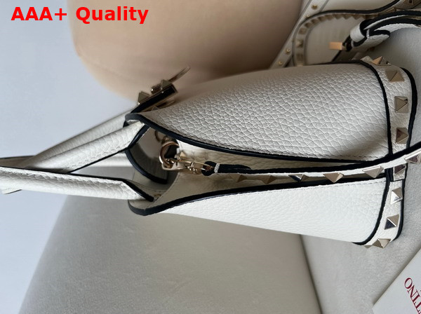 Valentino Garavani Rockstud Small Handbag in White Grainy Calfskin Replica