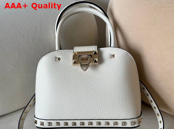Valentino Garavani Rockstud Small Handbag in White Grainy Calfskin Replica