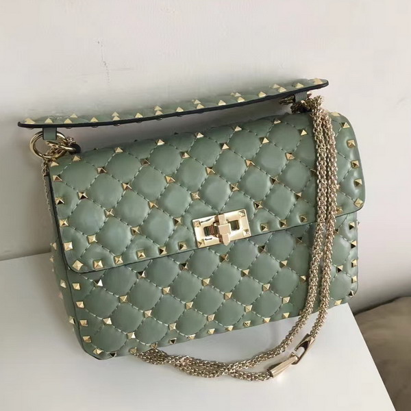 Valentino Garavani Rockstud Spike Medium Chain Bag in Light Green Soft Nappa Lambskin Leather For Sale