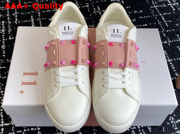 Valentino Garavani Rockstud Untitled Sneaker in Calfskin with Tonal Studs White Replica