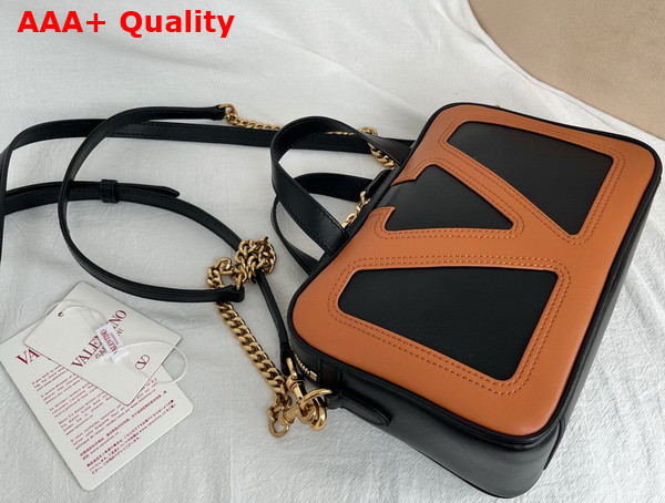Valentino Garavani Viva Superstar Nappa Leather Handbag Black and Spice Replica