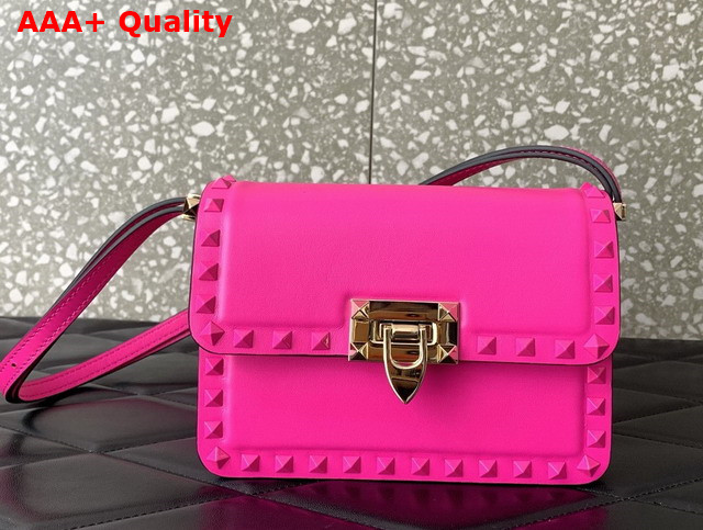 Valentino Small Rockstud23 Smooth Calfskin Shoulder Bag in Rose Pop Pink Replica