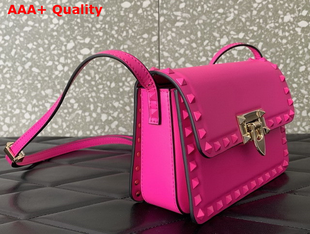 Valentino Small Rockstud23 Smooth Calfskin Shoulder Bag in Rose Pop Pink Replica