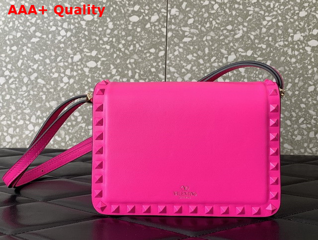 Valentino Small Rockstud23 Smooth Calfskin Shoulder Bag in Rose Pop Pink Replica