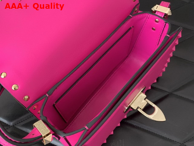 Valentino Small Rockstud23 Smooth Calfskin Shoulder Bag in Rose Pop Pink Replica
