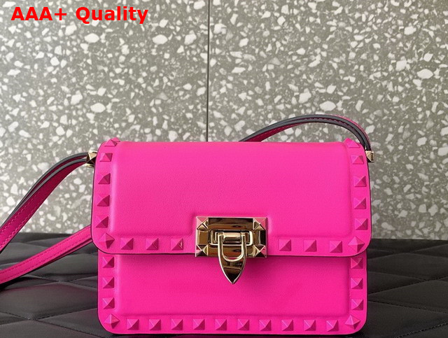 Valentino Small Rockstud23 Smooth Calfskin Shoulder Bag in Rose Pop Pink Replica