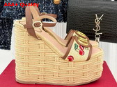 Valentino Vlogo Signature Cherryfic Pattern Wedge Sandal 120mm Replica
