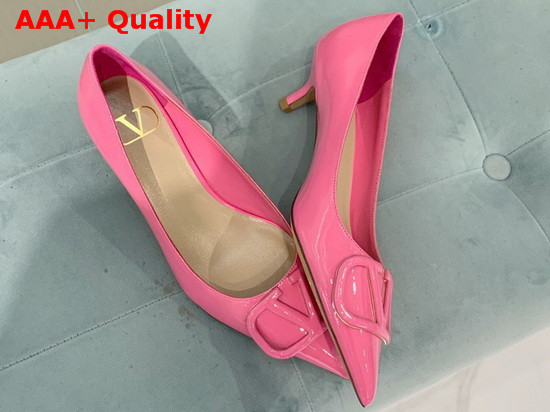 Valentino Vlogo Signature Patent Leather Pump in Pink Replica