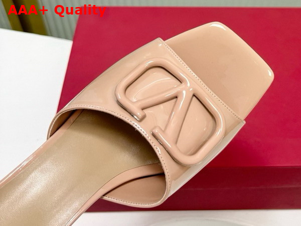 Valentino Vlogo Signature Patent Leather Slide Sandal 60mm Rose Cannelle Replica