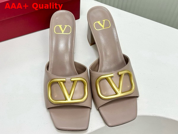 Valentino Vlogo Signature Slide Sandal in Poudre Calfskin 60mm Replica